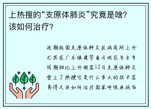 上热搜的“支原体肺炎”究竟是啥？该如何治疗？