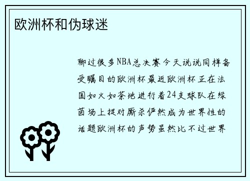 欧洲杯和伪球迷